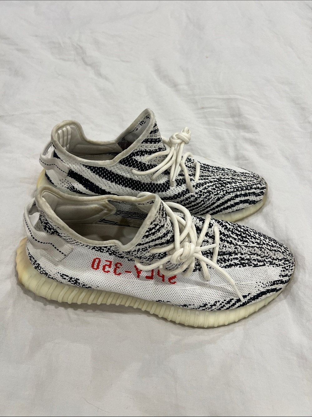 Yeezy Boost 350 V2 Zebra White Black with Red Script